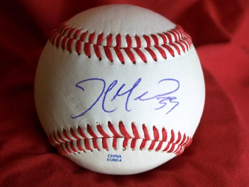 John Maine Autographed ROLB Baseball, Colorado Rockies, New York Mets, Baltimore Orioles, Proof Photo of John Signing for Us.