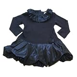 Jottum Sixtine - Dark Navy Cotton Knit Bubble Dress / Satin Trim