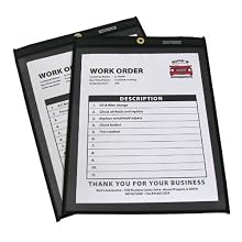 C-Line Clear Front Shop Ticket Holder with Black Pressboard Back, 8-1/2 x 11 Inches, 25 per Box (45911)