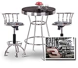 IMAGE OF Chrome Bar Table & 2 Chrome Adjustable 24