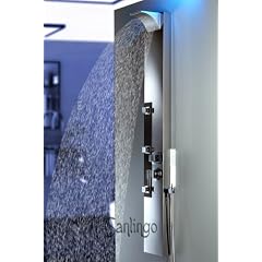Edelstahl Duschpaneel von Sanlingo. Duschs�ule mit Spiegel, Wassefall und Regendusche