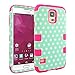 Galaxy S5 Case ,CaseLoca Hybrid Two Layers Soft TPU+Hard PC High Impact Hard Back Case Protective Cover Fit For Samsung Galaxy S5 i9600 (Mint Polka Dots)