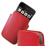 Premium Red Leather Pouch Case for Apple iPod Touch 2 iTouch and iPhone 4 4G.