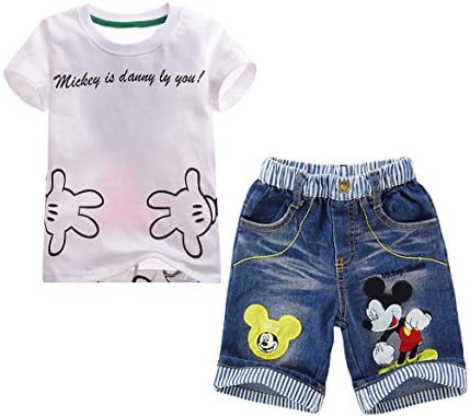 Sopher® Kid's Disney Mickey Mouse Short Sleeve Tee T-shirt and Jeans Shorts