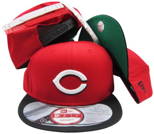 Cincinnati Reds 3 Interchangeable Plastic Straps Two Tone Snapback Hat / Cap