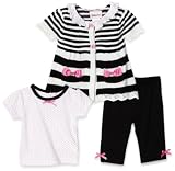 Little Lass Baby-girls Newborn 3 Piece Sweater Set with Stripe Capri - Pink White Black - 6-9 Months