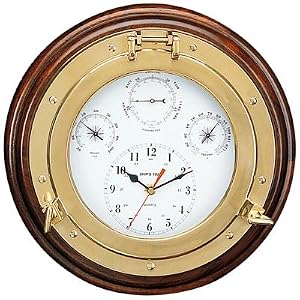 Clock, Barometer, Thermometer and Hygrometer Porthole Weather Station