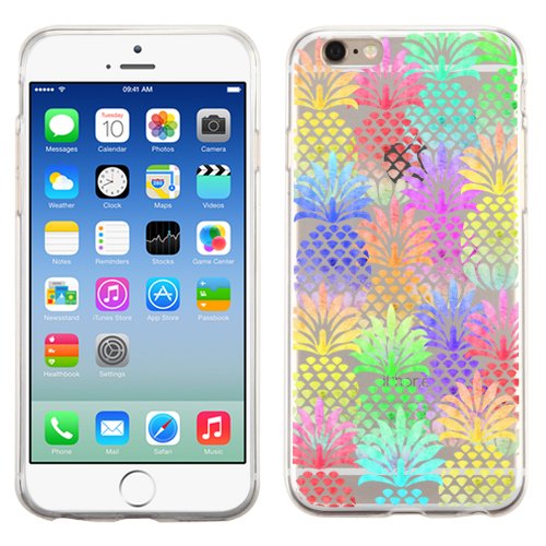 iPhone 6 Plus/6S Plus (5.5) Loaded Pineapples Case-Glossy Transparent Clear Candy Skin Cover-Protective Case Soft Flexible TPU Transparent Skin Scratch-proof Case (Pineapples)