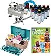 CAKE DECORATING AIRBRUSH KIT with 12 Food Colors, TC-20 Tankless Air Compressor, G22 Airbrush, 50 Piece Tool and Caddy Cake Decorating Kit, and Wilton 2011 Yearbook