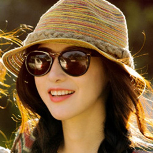 WXBUY Women Colorful Beach Panama Cap Travel Straw Hat Trilby Sun Hat