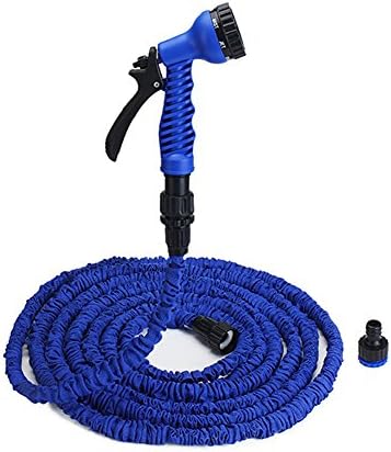Flexible Pipe Expandable Expanding Hose Pipe Water Spray Nozzle With Spray Gun For Garden Watering Blue, 150Ft