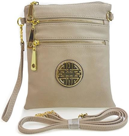 Proya Collection Zipper Featured Utility Wristlet Crossbody Messenger Bag with Emblem