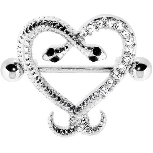Clear Gem Heart Snake Embrace Nipple Shield