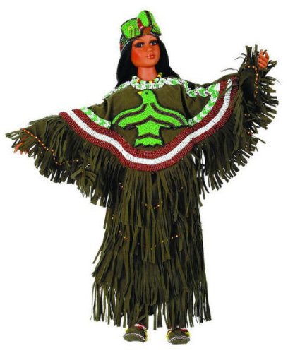 LADY HAWK 30in Porcelain Indian w/Headress Doll ~Retired