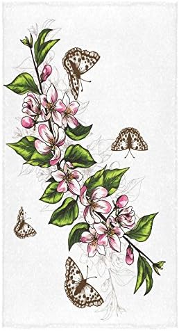 Beautiful Cherry Blossom Tree, Sakura Flower Pattern Sale Custom Bath Towels Large Soft and Comfortable Travel Beach Bathroom Shower Washcloth Wrap for Men/Women 80% Polyester 20% Cotton, (30" x 56")