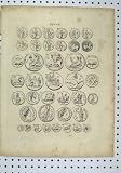 C1850 Egyptian Money Coins Antique Print Pennys