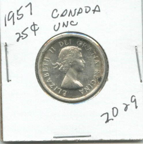 1957 CANADA 25 CENTS COIN