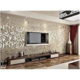 Toprate(TM) Super Large 20.86 inches by 393.7 inches long murals PVC nonwovens vinyl Bump-dimensional silver gray Environmental protection WALL PAPER WALLPAPER ROLL DAMASK Material Emboss Textured Pattern Wallpaper TV Living Room Bedroom Decor