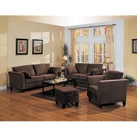 Fabric Sofa Set - 4 Piece in Bella Velvet in Chocolate Fabric - Coaster by Coaster