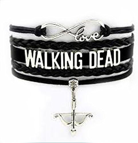The Newly Design Black Leather Braided Velvet Infinity Love Walking Dead Bracelet Fashion Art And Charm Bracelet Gift For Men &amp; Women