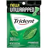 Trident Unwrapped Gum, Spearmint, 30 Count (Pack of 4)