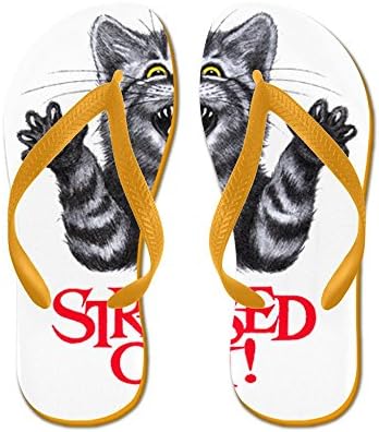 Royal Lion Kid's Stressed Out Cat Orange Rubber Flip Flops Sandals 4.5-7