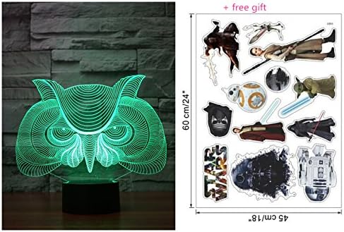 Owl 7 Colors Change and 3d Visualization Touch Botton Desk Lamp Table Light visual light Atmosphere lamp best gift christmas gift