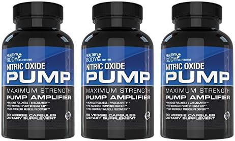 Nitric Oxide Booster for Accelerated Gains in Strength and Size, Pre-workout Pump Intensifier and Post-workout Muscle Recovery, 90 Capsules x 3 Bottles