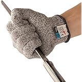 Cut Resistant Gloves, Mosiso High Performance CE Level 5 Protection, Food Grade Kitchen and Work Safety Gloves - Size Medium, Gray Pair