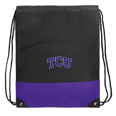 TCU Logo Drawstring Bag Backpack Purple Texas Christian University Draw String Cinch Back Pack - For Boys Girls Students or Adults
