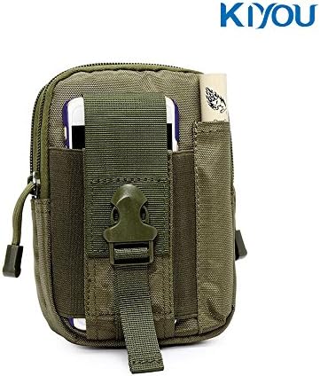 KIYOU Universal Military Army Outdoor Big Capacity Oversize Tactical Molle Holster EDC Security Rock Climbing Hiking Cycling Waist Bag Pack Pouch Purse Case Belt Loop/Latch for Phones (Army Green)