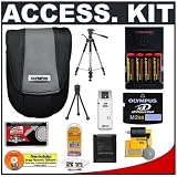 Olympus Black Neoprene Camera Case with Olympus M-2GB xD-Picture Card + Multi-Voltage Charger & 4 NiMH Batteries + Tripod + Precision Design Accessory Kit for FE-210, FE-310, SP-560 UZ, SP-565 UZ Digital Cameras