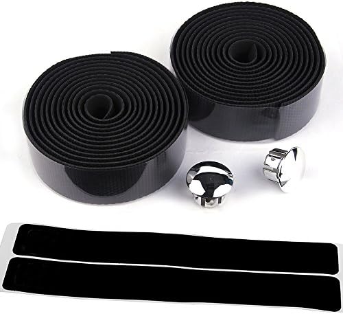 AmazingEC Handlebar Tape Wrap with Durable Hexagon Football Texture Cycling Road Bike Sports Antiskid With End Plugs Black