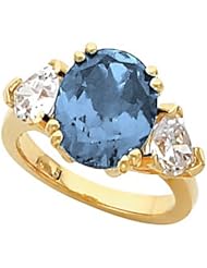 14K Yellow Gold London Blue Topaz and Diamond Ring -- LIFETIME WARRANTY