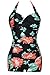 Saslax Elegant Floral Retro Inspired Boy-leg One Piece Ruched Maillot Swimsuit