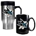 San Jose Sharks NHL Stainless Steel Travel Mug & Black Ceramic Mug Set - Primary Logo by Great American Products