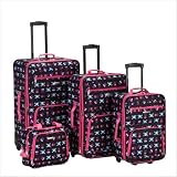 Rockland Purple Skull Luggage Set - Black (4 pc)