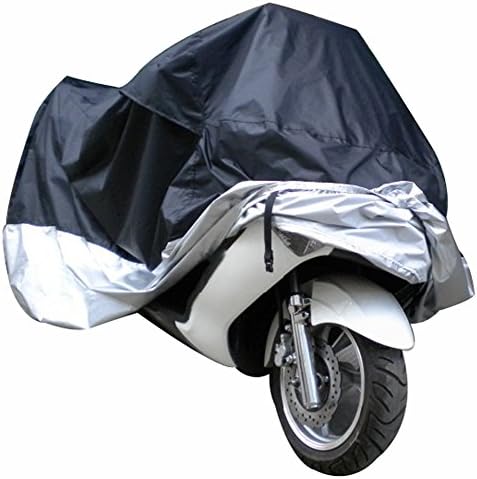 Goldentanker Motorcycle Bike Moped Scooter Cover Waterproof Rain Uv Dust Prevention Dustproof Covering Outdoor Protector (Silver, XXXL)