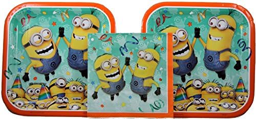 Minion Celebration 8 3/4" Square Party Plates &amp; Napkins 18 Plates &amp; 18 Napkins