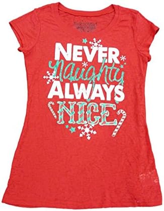 Rocker Girl Junior Women Red Naughty Nice Christmas Semi Sheer Fitted Shirt