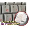 Russian Cyrillic Keyboard Stickers with Red Lettering on Transparent Background