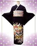 お仕立上がり洗える黒留袖6点セット鶴古典花正倉院紋様 和服 黒留