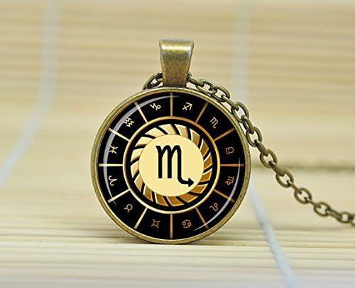 Scorpio Necklace Scorpio Pendant Zodiac Sign Pendant Constellation Jewelry Glass Cabochon Necklace A1499