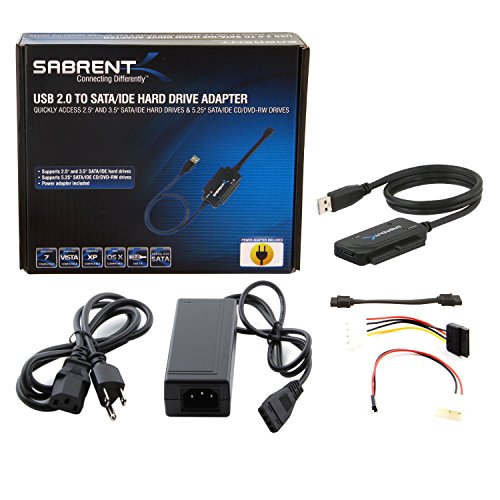 Sabrent-USB-20-TO-SATAIDE-2535INCH-Hard-Drive-Converter-With-Power-Supply--LED-Activity-Lights-4TB-Support-ECA