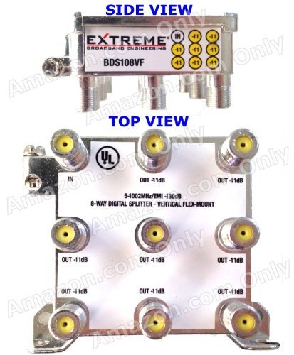 EXTREME 8 WAY BALANCED HD DIGITAL 1GHz HIGH PERFORMANCE COAX CABLE SPLITTER - BDS108VF by Extreme