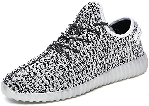 Sunjune Men's Women's 7 Colors LED Shoes Fashion Sneakers Sports Shoes (6.5D(M)US, White)
