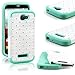 Alcatel One Touch Fierce 2 Case, RANZ Turquoise/White Spot Diamond Studded Silicone Rubber Skin Hard Case For Alcatel One Touch Fierce 2 / Alcatel 7040T / Pop Icon A564C