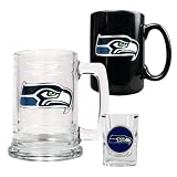 NFL Seattle Seahawks 15-Ounce Tankard, 15-Ounce Ceramic Mug & 2-Ounce Shot Glass Set - Primary Logo at Amazon.com