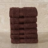 Heavy Weight 100% Cotton 6 Piece Terry Wash Cloth Set Chocolate by Cotton Craft