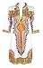 DH APPLE Women Bohemian V Neck Vintage Printed Ethnic Style Summer Shift Dress (L)